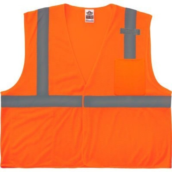 GloWear 8210HL-S Mesh Hi-Vis Safety Vest, Class 2, Economy, Single Size, 5XL, Orange, Ergodyne, Mfr#: 24539
